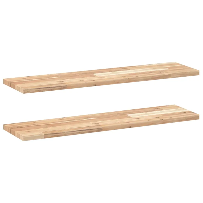 vidaXL Ράφια Πλωτά 2 τεμ. 80x20x2 εκ. από Μασίφ Ξύλο Ακακίας χωρίς Επεξεργασία