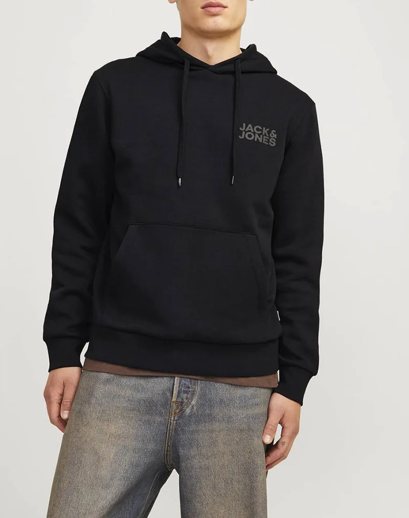 JACK&JONES ΜΠΛΟΥΖΑ ΦΟΥΤΕΡ JJECORP LOGO SWEAT HOOD NOOS 12152840-BlackSmall Print/ Black TotalBlack