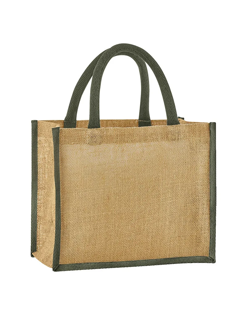 Midi Tote Jute Westford Mill W473 Natural/Olive Green