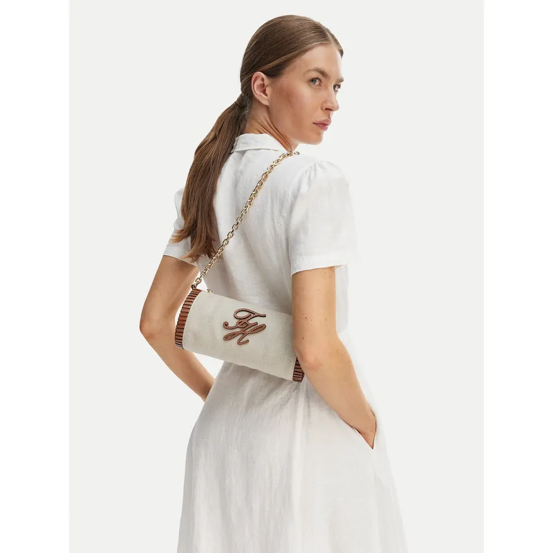 Τσάντα Tommy Hilfiger Th Elev Summ Chain Bag Canvas AW0AW18635 Μπεζ