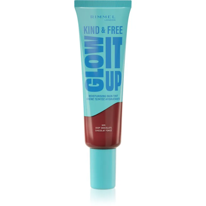 Rimmel Kind & Free Glow It Up ελαφρύ ενυδατικό μεικ απ απόχρωση 605 Deep Chocolate 30 ml