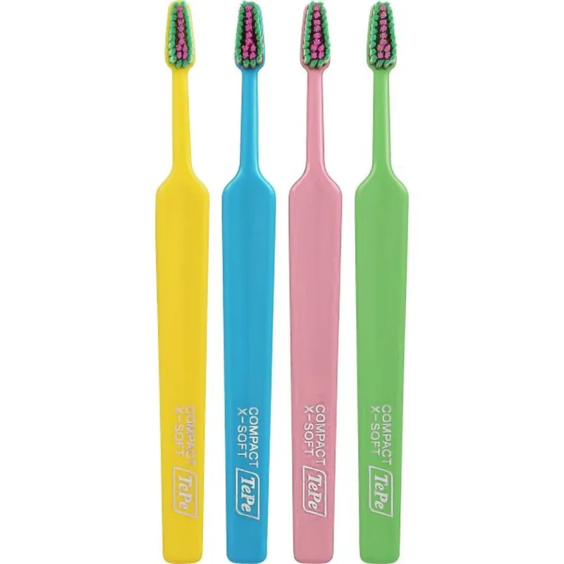Tepe Colour Compact Extra Soft Toothbrush Οδοντόβουρτσα με Πολύ Μαλακές Ίνες & Μικρό Μέγεθος Κεφαλής 4 Τεμάχια - Multicolor 1