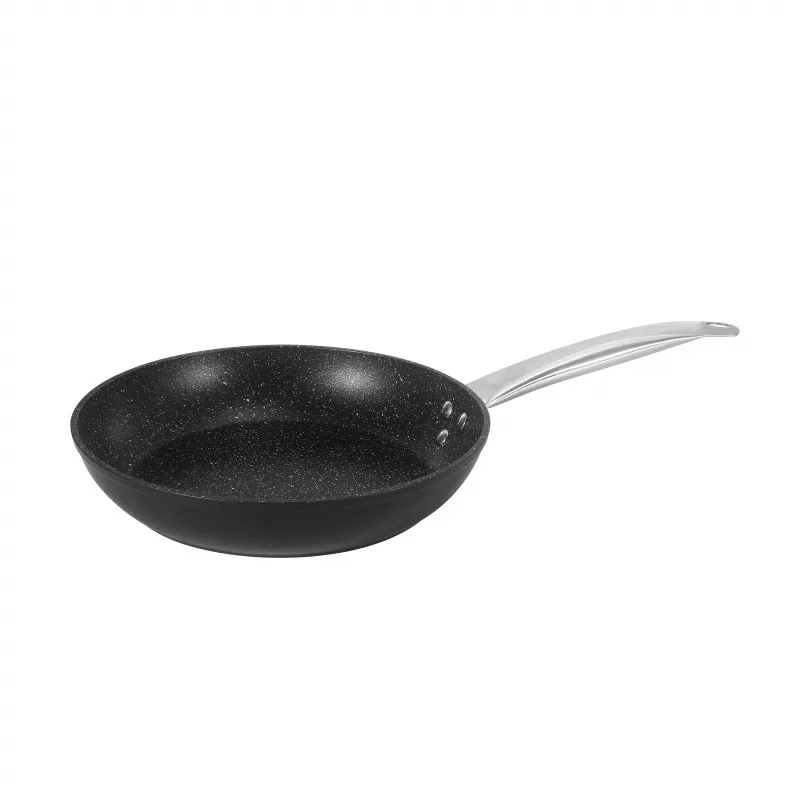 Τηγάνι Oliver Voltz OV54419N24, 24 cm, επικάλυψη μάρμαρο, Επαγωγή, Μαύρο