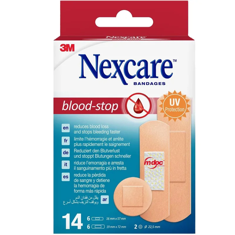 3M Nexcare Blood-Stop Plasters Αυτοκόλλητα Αιμοστατικά Επιθέματα σε 3 Μεγέθη 14 Τεμάχια