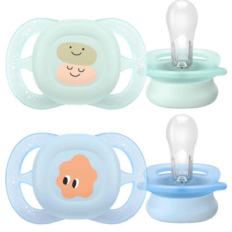 Philips Avent Ultra Start Silicone Orthodontic Soother 0-2m, 2 Τεμάχια Ορθοδοντική Πιπίλα Σιλικόνης Κατάλληλη για Νεογέννητα Μωρά με Θήκη Μεταφοράς Πράσινο / Μπλε