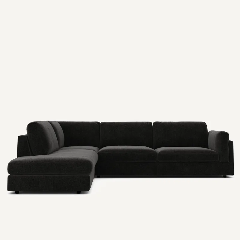 Γωνιακός καναπές-σεζλόνγκ βελούδο chenille Μ236xΠ287xΥ81cm