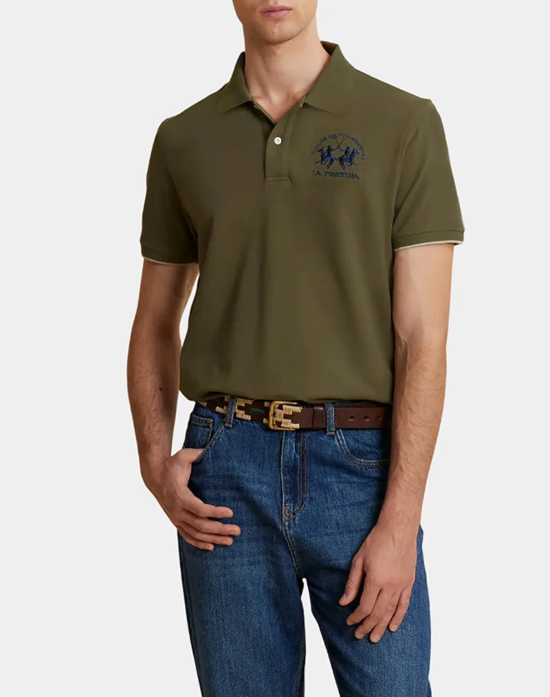 LA MARTINA ΜΠΛΟΥΖΑ ΠΟΛΟ ΚΜ MAN S/S POLO PIQUET STRETCH 3LMMCP001-03116 Olive