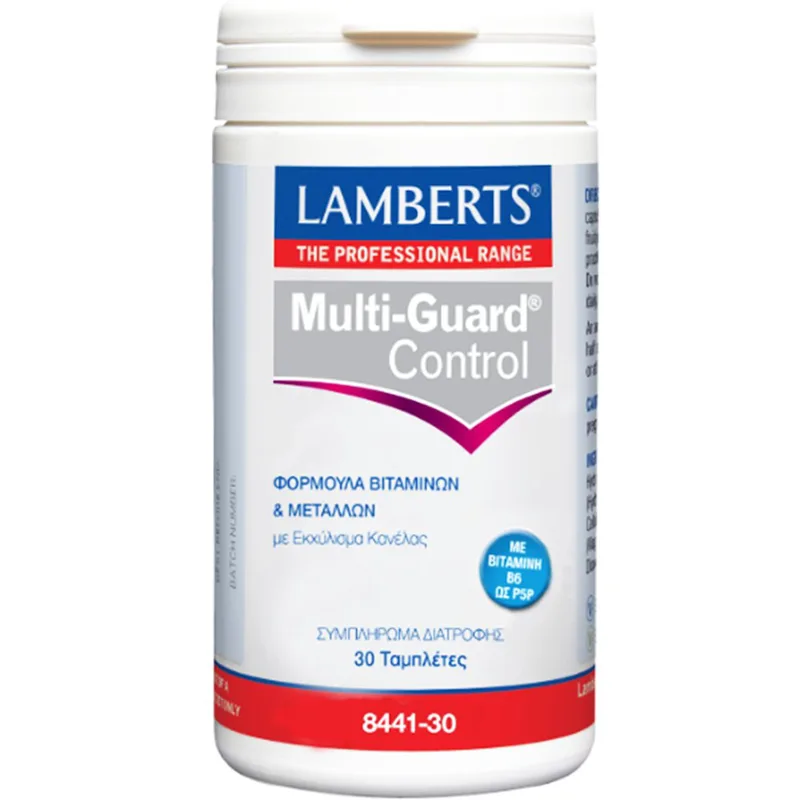 Lamberts Multi-Guard Control Συμπλήρωμα Διατροφής Πολυβιταμινών & Μετάλλων με Εκχύλισμα Κανέλας για τον Έλεγχο των Μεταβολικών Ρυθμών Παραγωγής Ενέργειας Μετά τα Γεύματα & Ρύθμιση των Επιπέδων Γλυκόζης στο Αίμα 30tabs