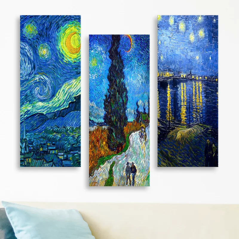 Τρίπτυχος Πίνακας (60x50) A-G The Starry Night Van Gogh 537MRV5174
