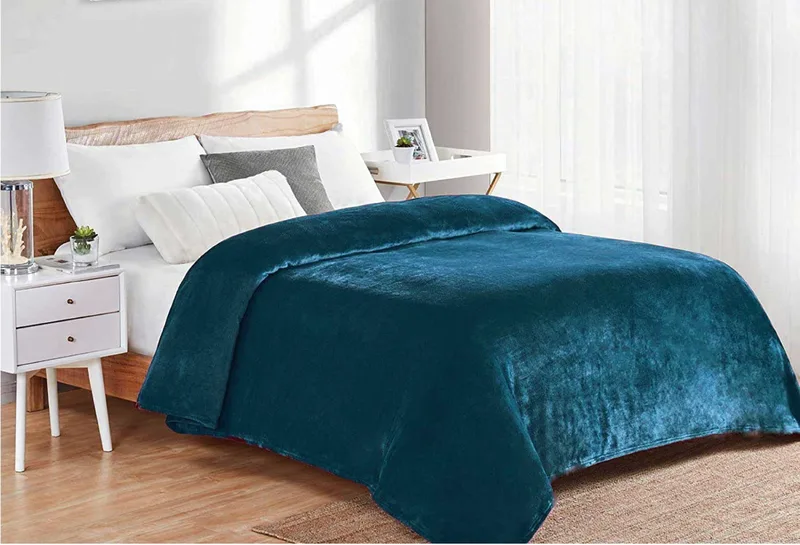 Κουβέρτα Fleece Υπέρδιπλη Dimcol Μονόχρωμη 03 Petrol 220x240
