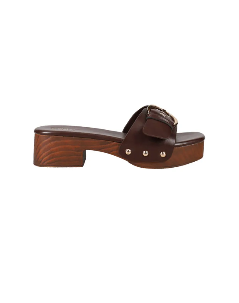MIGATO ΣΑΝΔ.CLOGS ΜΑΤ ΜΕ ΦΑΣΑ & ΑΓΚΡΑΦΑ BROWN 100045677012-BROWN Brown