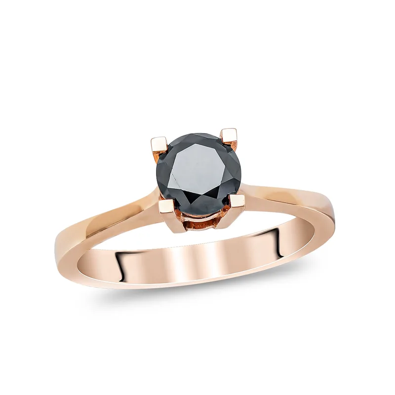 Μονόπετρο Δαχτυλίδι με Black Diamond από Ροζ Χρυσό 18 Καρατίων R31109
