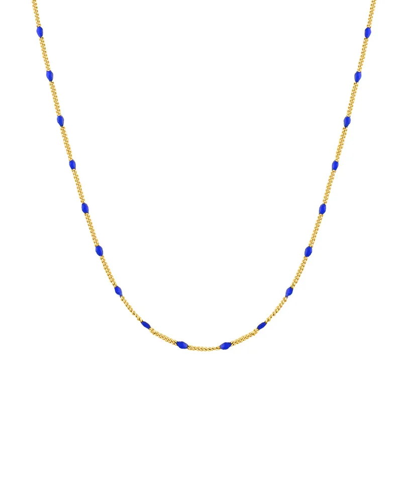 Ασημένιο Κολιέ Ροζάριο με Μπλε Σμάλτο επιχρυσωμένο