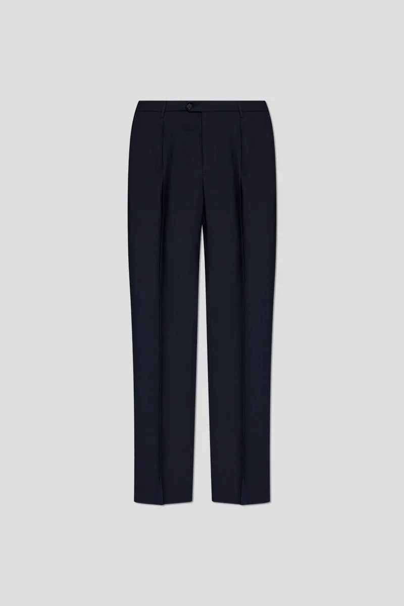 ETRO Ανδρικό Μπλε Navy Blue Wool Pleated Trousers