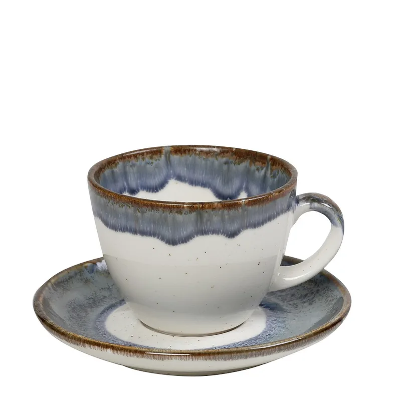 Φλυτζάνι Με Πιατάκι Stoneware Essentials ESPIEL 350ml OWR103K6 (Σετ 6 Τεμάχια) (Χρώμα: Μπλε, Υλικό: Stoneware) - ESPIEL - OWR103K6
