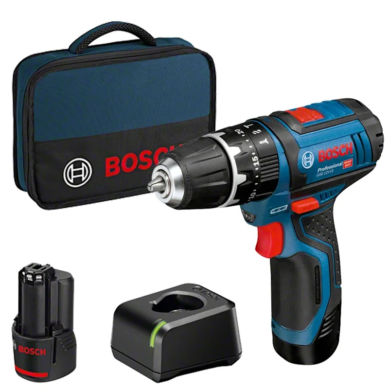 Δραπανοκατσάβιδο Κρουστικό BOSCH GSB 12V-15 Με 2x2.0Ah Μπαταρίες Σε Βαλίτσα