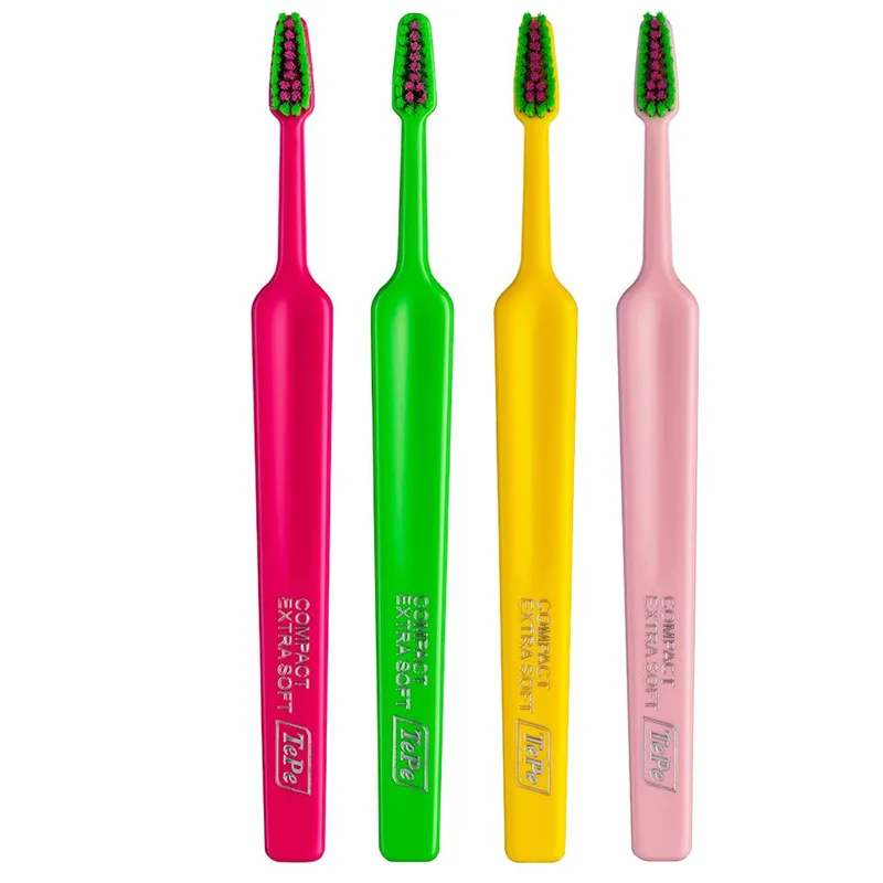 Tepe Colour Compact Extra Soft Toothbrush Οδοντόβουρτσα με Πολύ Μαλακές Ίνες & Μικρό Μέγεθος Κεφαλής 4 Τεμάχια - Multicolor 11
