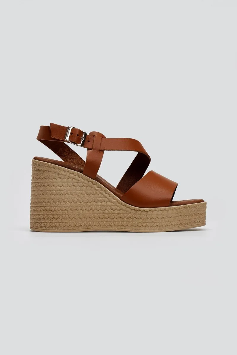 Estil Leather Platforms Side Tie - NK-204 - Tan