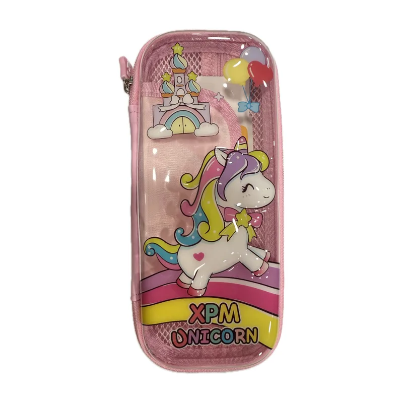 Κασετίνα διάφανη unicorn Ροζ