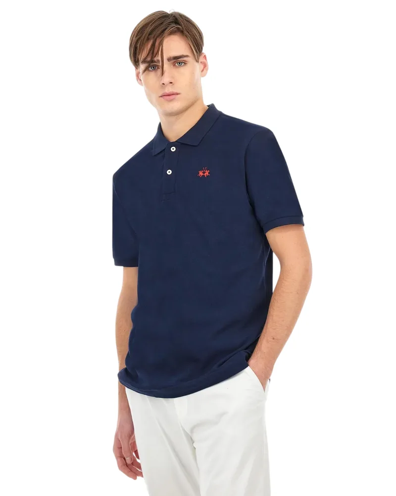 La Martina Ανδρική Polo Μπλούζα BPMP11PK031-07017 Μπλε