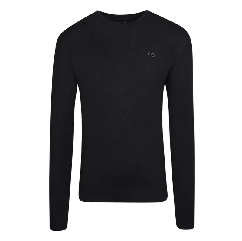 Premium Πουλόβερ Μαύρο Cashmere Blend Round Neck (Modern Fit)