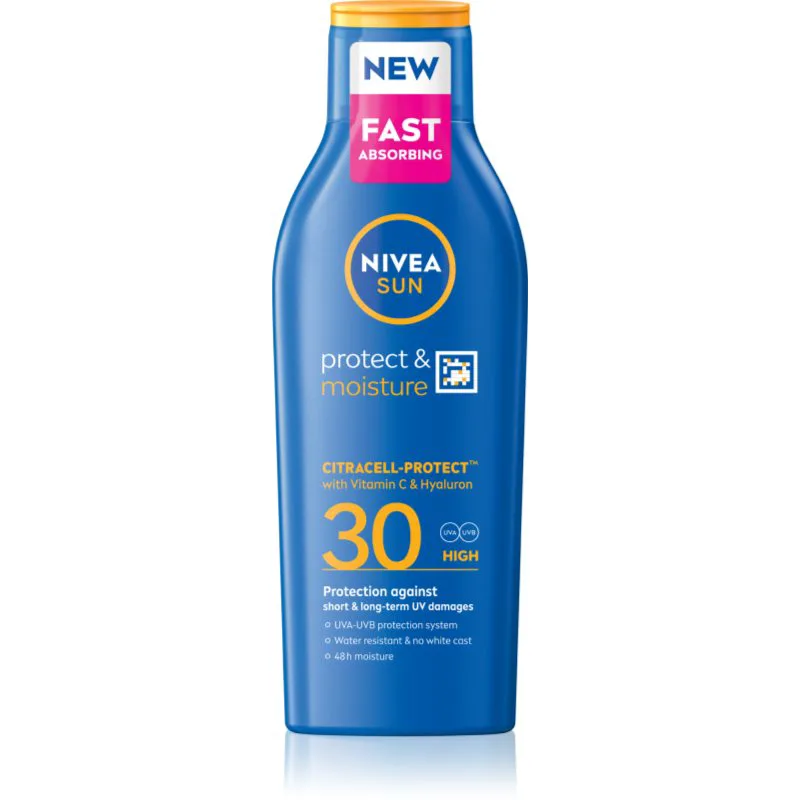 NIVEA SUN Protect & Moisture ενυδατικό αντηλιακό γαλάκτωμα SPF 30 200 ml