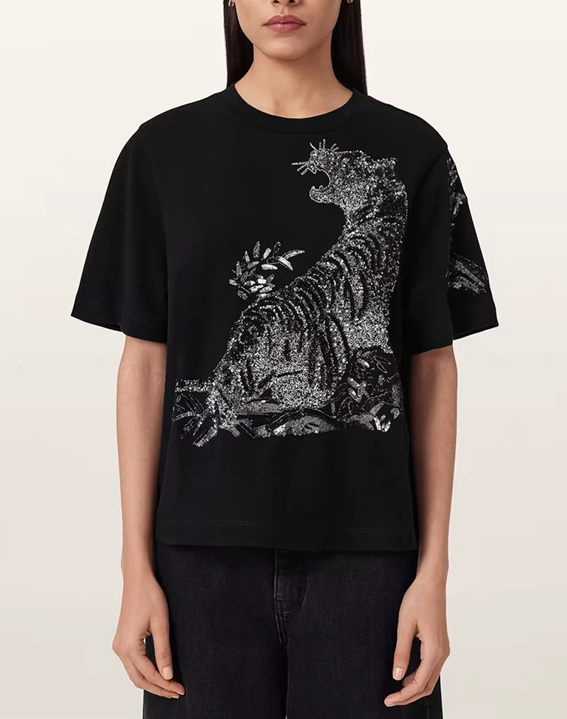 ALL SAINTS POUNCE LISA TEE W076JE-BLACK Black