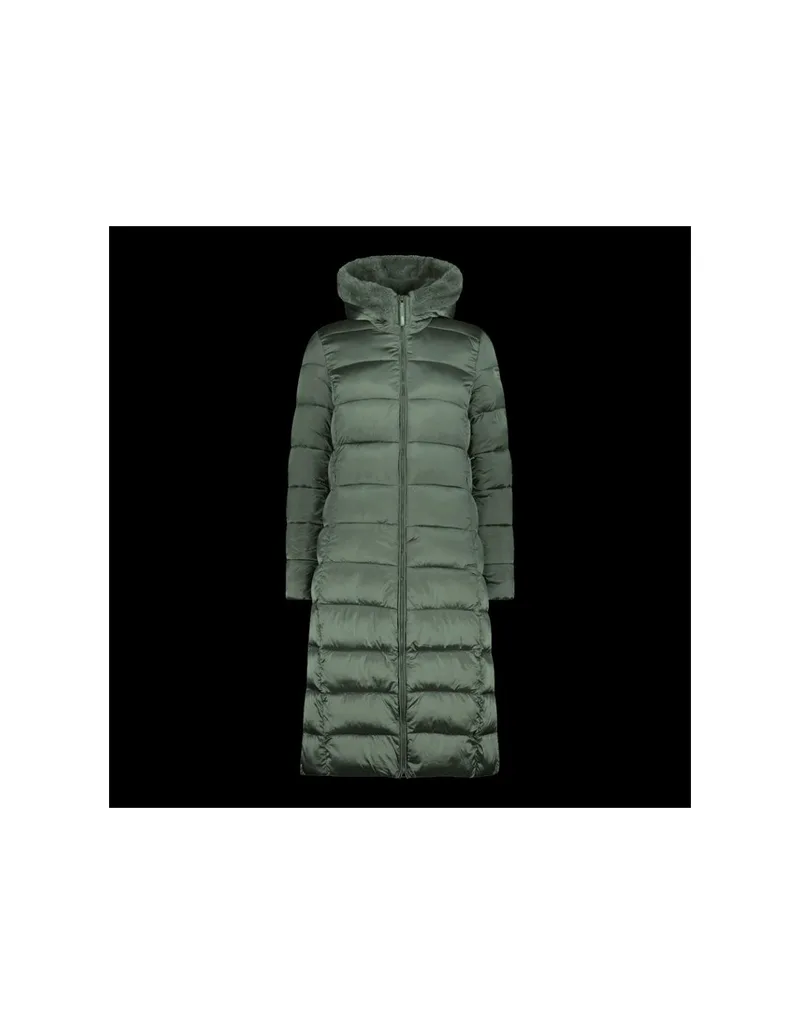 CMP women's winter jacket with hood insulated coat long green 34K0046FE621
