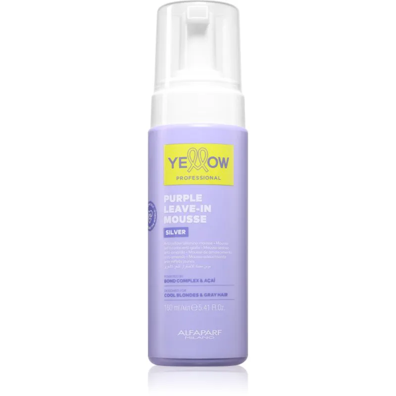 Yellow Professional Silver Purple Leave-In Mousse αφρός για τα μαλλιά εξουδετέρωση κίτρινων αποχρώσεων 160 ml