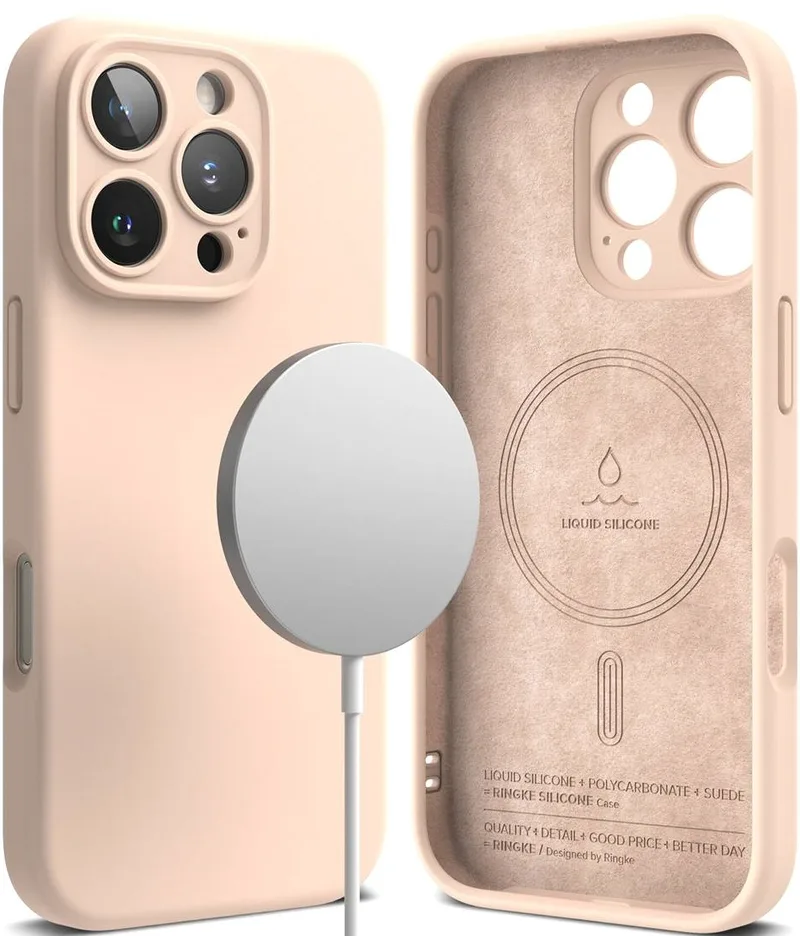 Ανθεκτική MagSafe Θήκη Σιλικόνης - Apple iPhone 16 Pro Max - Ringke Silicone Magnetic - Ροζ Sand (8809961789649)