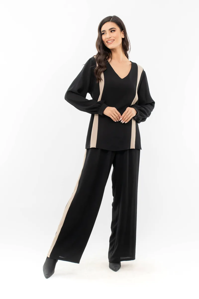 ΣΕΤ PLUS SIZE ΜΠΛΟΥΖΑ-ΠΑΝΤΕΛΟΝΑ ΜΕ ΦΑΣΑ ΜΠΕΖ