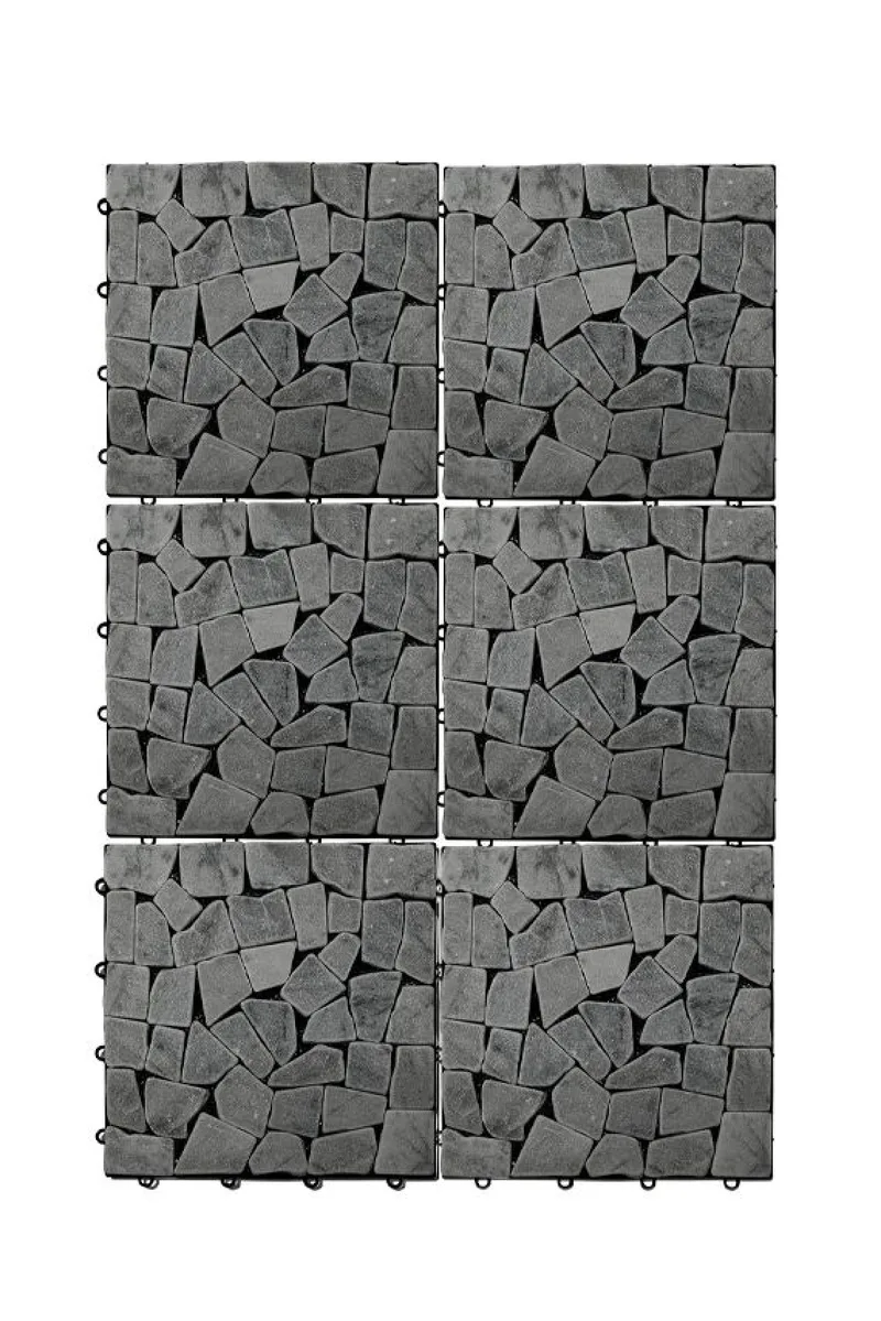 Πατωμα Απο Γκρι Πετρα Σετ Των 6 30.5x2x30.5cm Μονόχρωμο GTR