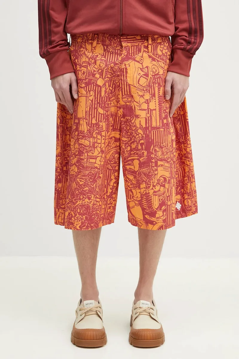 Βαμβακερό σορτσάκι Marcelo Burlon Aop Mech Pajama Shorts Πορτοκαλί Burgundy