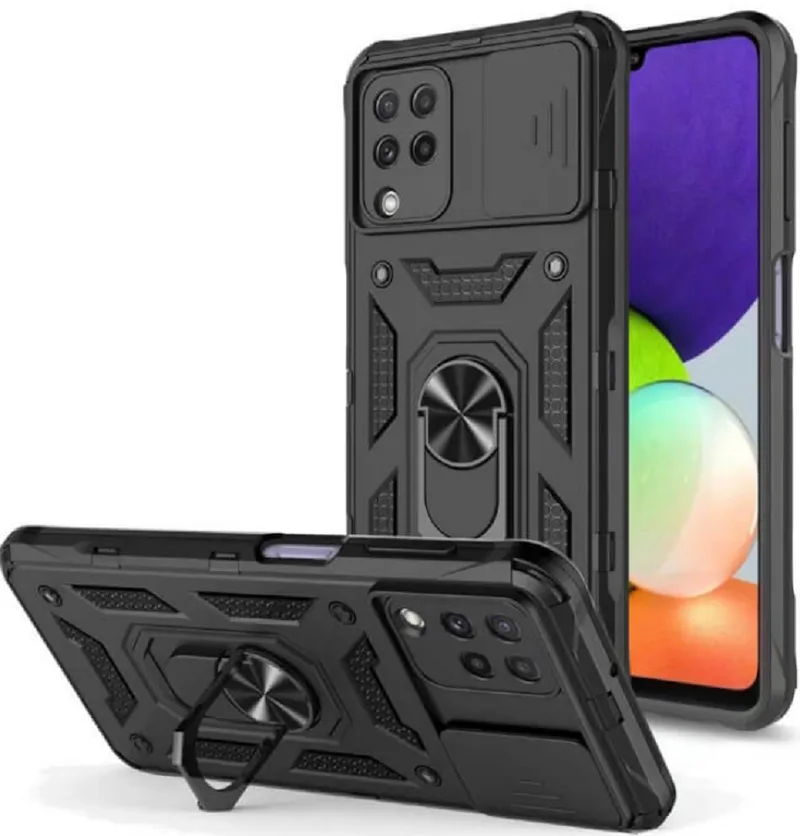 Bodycell Armor Slide - Ανθεκτική Θήκη Samsung Galaxy A42 5G με Κάλυμμα για την Κάμερα & Μεταλλικό Ring Holder - Black (5206015004674)
