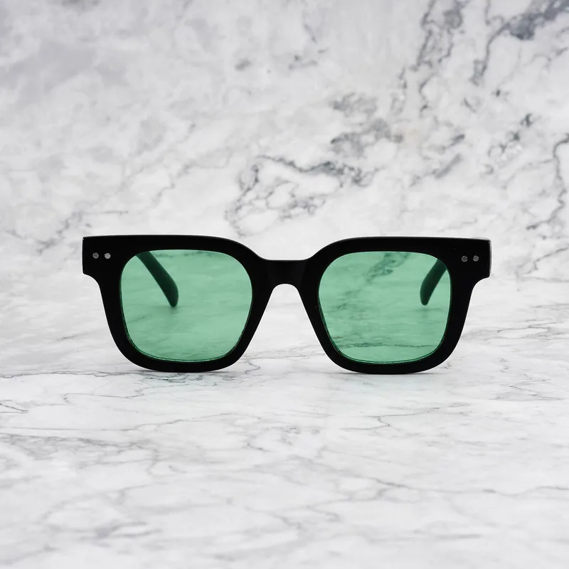 WILLIAM TWO Tinted Sunglasses | Matt Black | Bright Green Shades | Explicit Poets Sunglasses