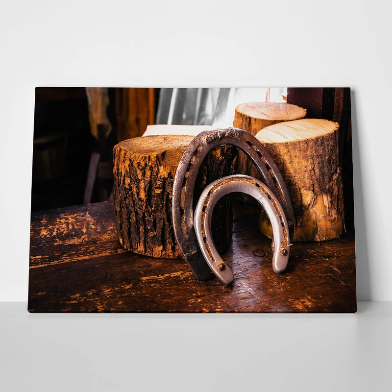 Πίνακας σε Καμβά RUSTIC FARMHOUSE HORSESHOE 4