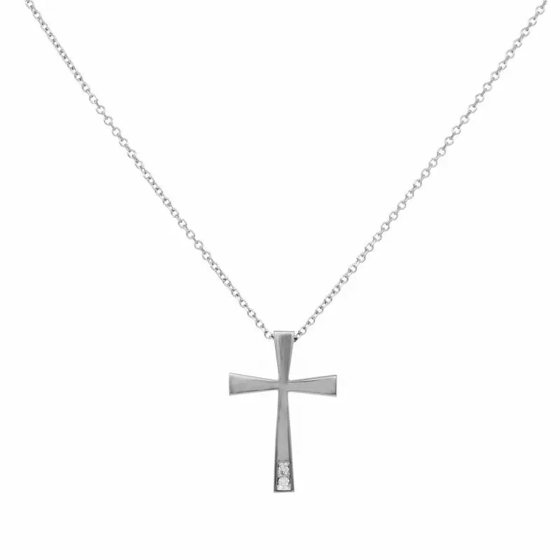 Λευκόχρυσο κολιέ με σταυρουδάκι Κ18 diamonds 047346 047346 Χρυσός 18 Καράτια