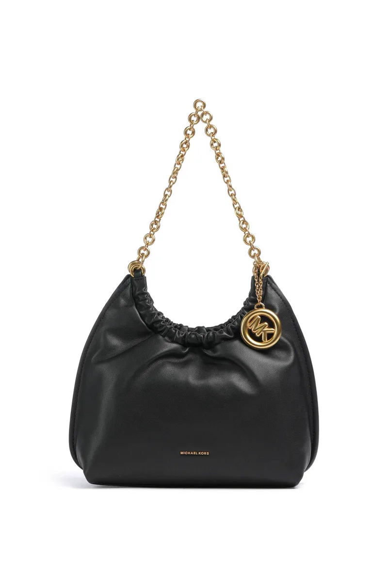 Michael Kors γυναικεία δερμάτινη τσάντα hobo "Indie Small" - 32S6A50C6L Μαύρο