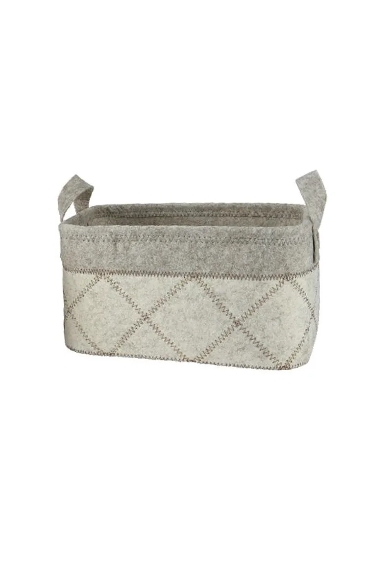 Καλαθι Μπεζ Με Κεντητο Σχεδιο Και Λαβες 36Cm 36x26x20cm Μονόχρωμο Kaeming