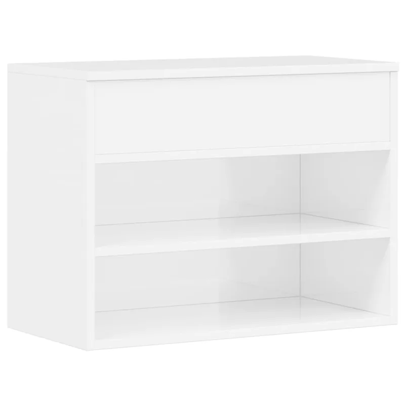 vidaXL Παπουτσοθήκη Γυαλιστερή Λευκή 60 x 30 x 45 εκ. από Επεξ. Ξύλο