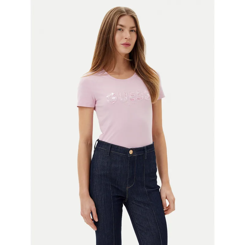 Guess T-Shirt W5GI17 J1314 Ροζ Slim Fit