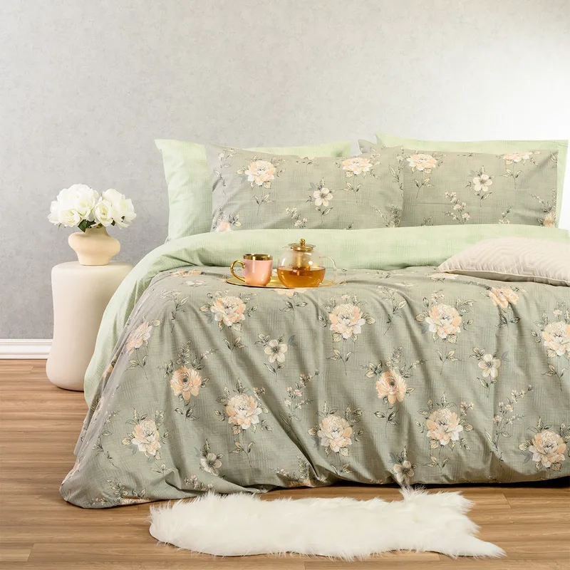 Παπλωματοθηκη μονη gianna grey/aqua casual line (165x245)
