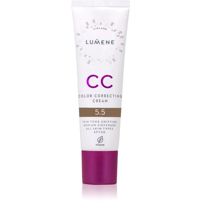 Lumene CC Color Correcting Cream CC κρέμα για ομοιόμορφο τόνο της επιδερμίδας SPF 20 απόχρωση 5.5 (Cool) 30 ml