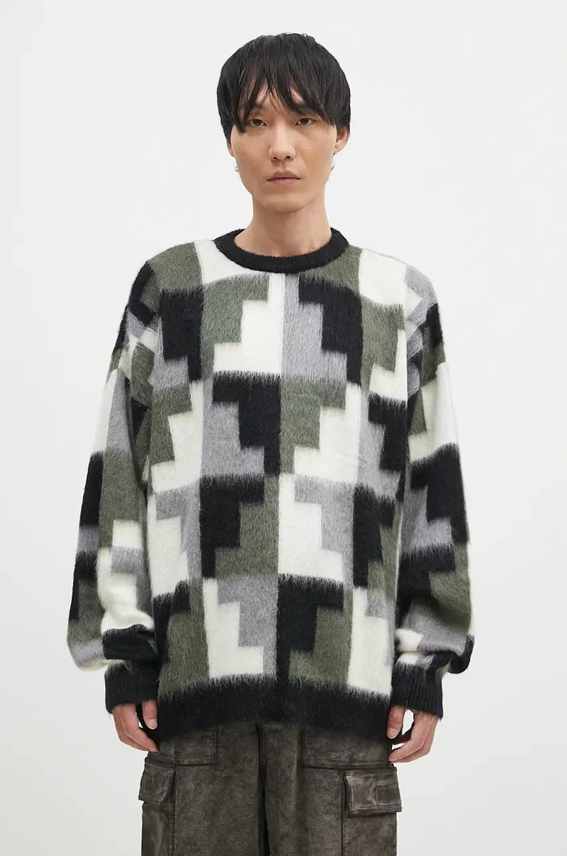 Πουλόβερ από μείγμα μοχέρ Marcelo Burlon AOP Damier Cross Knit Crew