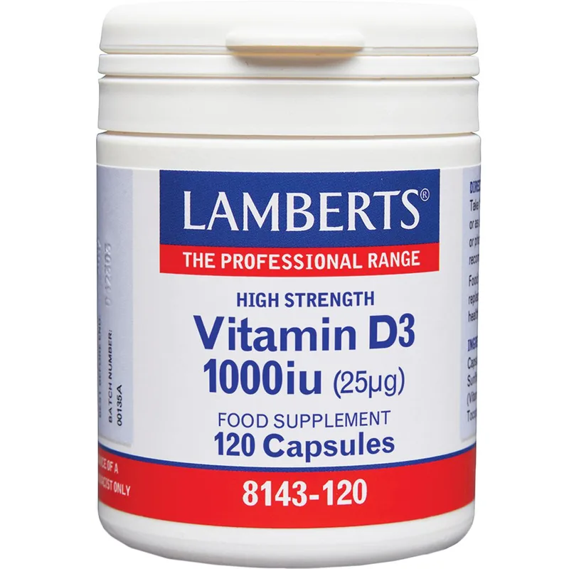 Lamberts Vitamin D3 1000iu Συμπλήρωμα Διατροφής με Βιταμίνη D3 για την Καλή Λειτουργία των Οστών & Ανοσοποιητικού 120caps