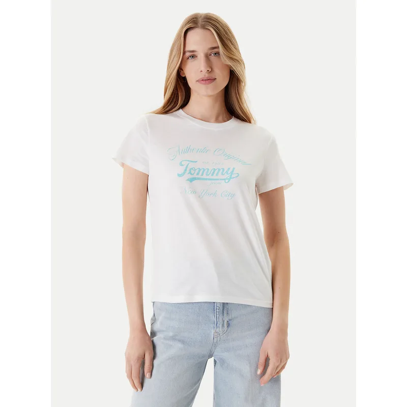 Tommy Jeans T-Shirt Essential DW0DW21404 Λευκό Regular Fit
