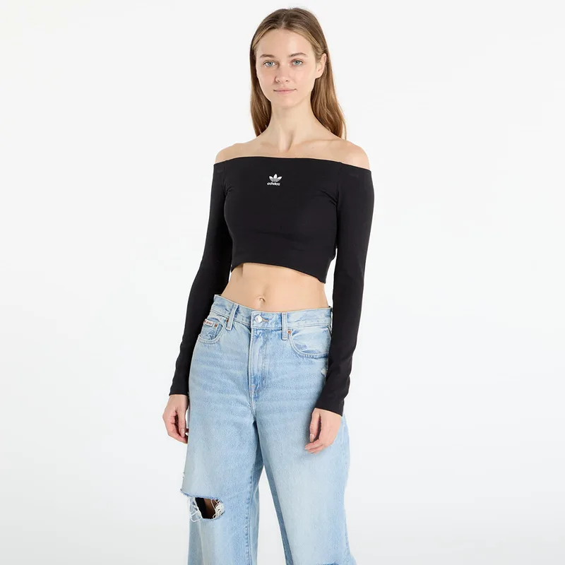 T-shirt adidas Essentials Rib Off Shoulder Long-Sleeve Top T-Shirt Black L