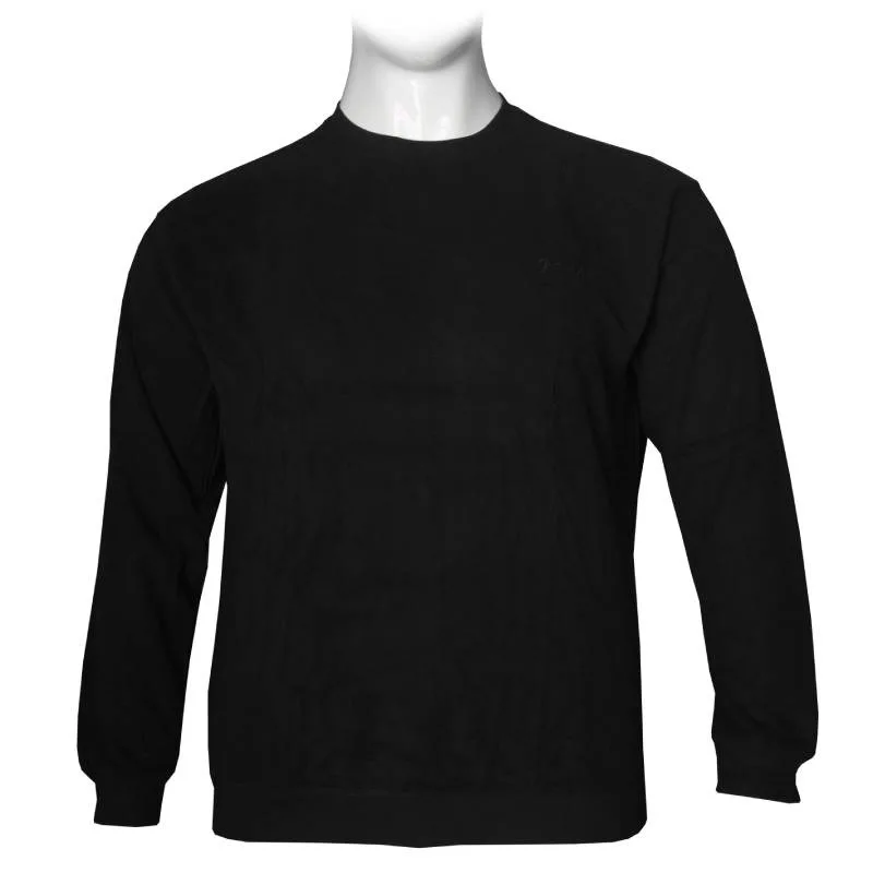 Μακρυμάνικη μπλούζα wool feel με suede λεπτομέρειες,της Leo Collection - Black