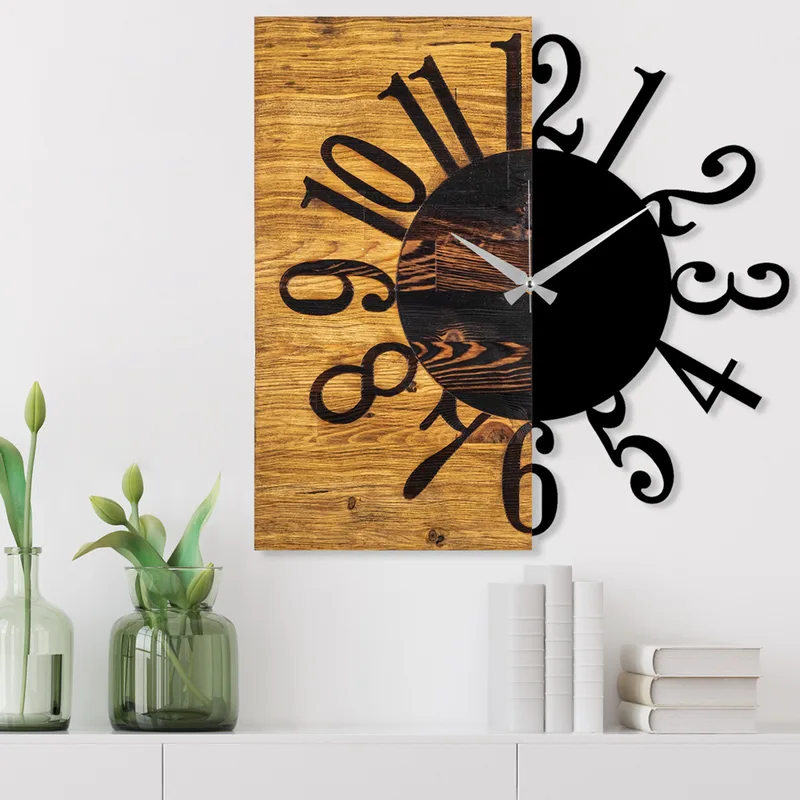 Ξύλινο Διακοσμητικό Ρολόι Τοίχου Wooden Clock 7 539Tnl1107 58x3x58 cm