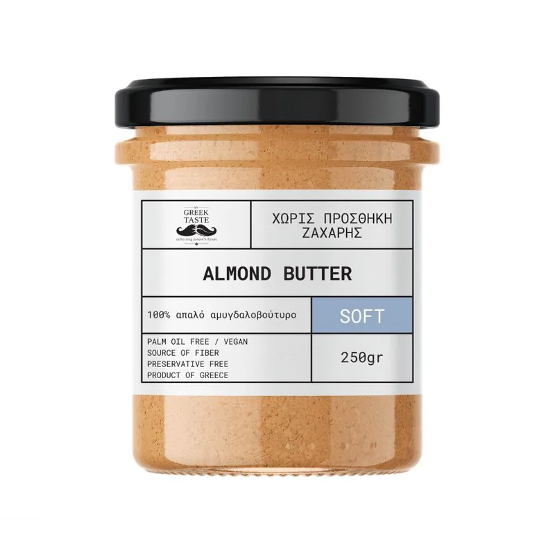 100% Απαλό Αμυγδαλοβούτυρο - myGreekTaste - 250gr Ελλάδα No Sugar Added Low Carb Lactose Free Vegan Palm Oil Free